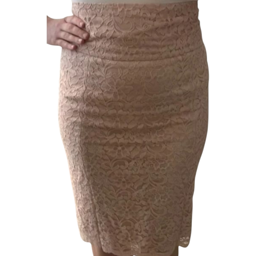 Express dusty rose pink floral lace pencil skirt